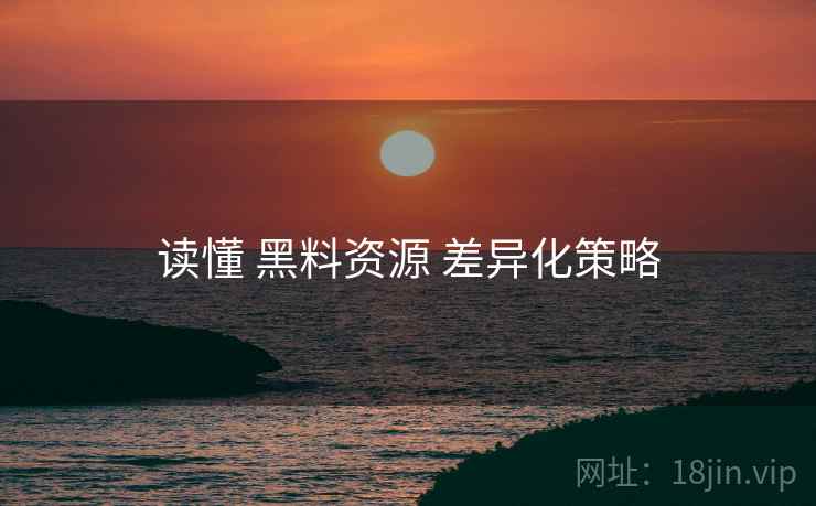 读懂 黑料资源 差异化策略
